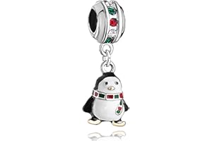 LSxAB Merry Christmas Tree Reindeer Snowman Charm Compatible with Pandora Charms Bracelets
