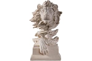 JXCBXJ Estatua de Cabeza de león,Estatua de león de Resina, poderosa Estatua de león de Animales,Adorno de Feng Shui para decoración del hogar y la Oficina.