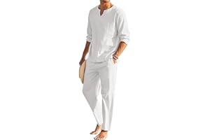 Geagodelia Completo Estivo da Uomo 2 Pezzi Casual per Spiaggia Tuta Completa Maglietta a Manica Lunga + Pantaloni con Coulisse Set Uomini