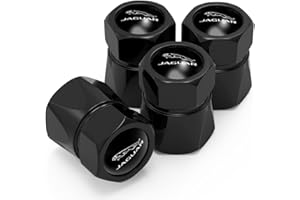 NGJIDP Black Alloy Tyre Valve Caps, Car Tyre Caps Compatible with Jaguar XE XEL XF XFL XJ F-PACE F-Type, Leak-Proof Dust Caps for Car Tyres, 4PCS