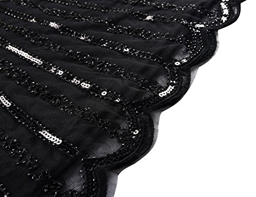 Kayamiya 1920er Jahre Flapper Kleider mit Ärmeln Pailletten Art Deco Cocktail Gatsby Kleid 36-38 Schwarz - 6
