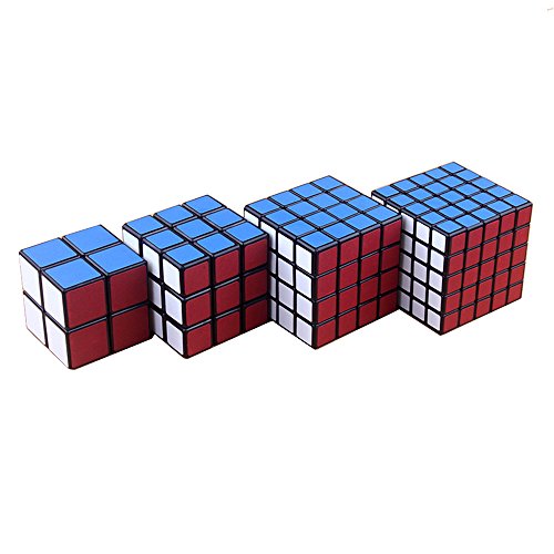 Wings of Wind - 4-Pack Frosted Sticker Cubo mágico de 2x2,3x3,4x4,5x5 Matte Sticker Cubo mágico ajustable (Negro)