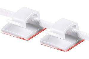 Willkommen 100 PCS Strong Plastic Outdoor Self Adhesive Cable Clips, Wire Attachment Manager, 10mm White Clamp with Transparent Base