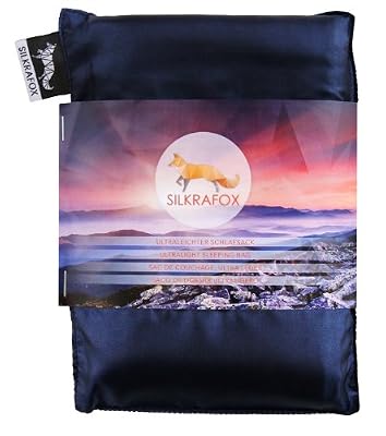 Silkrafox Sac de couchage ultra-léger, soie artificielle, le compagnon idéal des randonnées, des voyages ou du camping, bleu