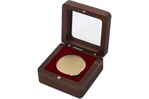 FINGERINSPIRE Scatola Espositiva per Monete Commemorative In Legno con Interno Rosso Da 40mm con Finestra Visibile usura Magnetica Espositore per Medaglie
