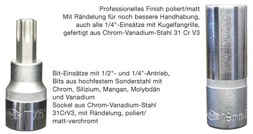 Famex Werkzeug 525-21 Steckschlüsselsatz mit Gelenk- und Feinzahnknarre, 12.5 mm (1/2-Zoll)- und 6.3 mm (1/4-Zoll)-Antrieb, 4-32 mm, 174-teilig - 8