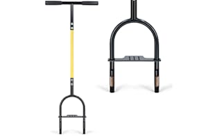 Jardineer Aireador de césped de núcleo, aireador de dientes huecos con ranura sin obstrucciones, aireador de césped duradero para jardín, aireador de césped manual para suelo de césped compacto