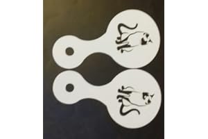 COFFEE & CAKE INSPIRATIONS UK 2 x cat face Coffee Cup / Cappuccino Stencils Reusable Many Times Present Gift Cafe