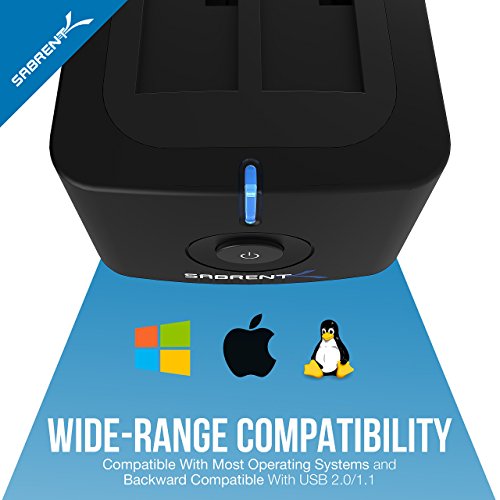 Sabrent USB 3.0 zu SATA Dual Bay External Hard Drive Docking Station für 2,5 oder 3,5 Zoll-Festplatte HDD, SSD mit Festplatten -Kopierer / Cloner Funktion [Unterstützt – 4 TB ] (EC-HDD2) - 8