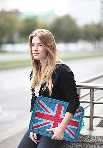 PEDEA Design Schutzh  lle Notebook Tasche bis 13 3 Zoll  33 7cm   Jeans Union Jack