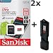 2 PACK - SanDisk Ultra A1 64GB MicroSD XC Class 10 UHS-1 Mobile Memory Card (SDSQUAR-064G) LOT OF 2 with ultra high speed USB 3.0 MemoryMarket MicroSD & SD Memory Card Reader RS.9839.00