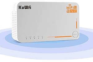 KuWFi 5G Router WiFi Con SIM, 4G/5G SA/NSA Router WiFi6, AX3600 Modem 5G SIM supporta fino a 4,6 Gbps, batteria 4000Mah, 6 antenne interne, cellulare Wireless Support fino a 32 dispositiv