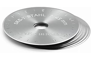 Falk & Berger® 10 lame SKS-7 di ricambio Premium per taglierino rotante 45mm. AFFILATISSIME, durevoli in acciaio giapponese di alta qualità. Con pratica custodia.