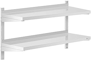 Royal Catering Mensola in Acciaio Inox 2 Ripiani RCWR-1000.4 (40 x 100 cm, 40 kg, Acciaio Inox)