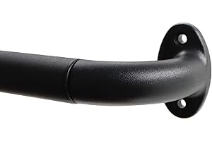 Qlfyuu Curtain Pole for Blackout Room Darkening Curtains, Metal Curtain Rod Extendable Curtain Rail for Windows, Rust-Resistant Telescoping Curtain Poles Indoor Outdoor (Black, M)