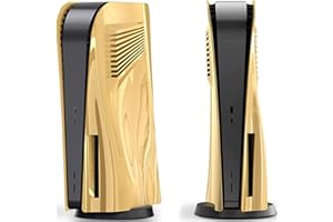 Miimall Coque pour Console PS5 Disc Edition, Plaques de Remplacement Antichoc avec Évents de Refroidissement, Étui de Protection ABS Rigide pour Sony PlayStation 5 Disc Edition (Or)