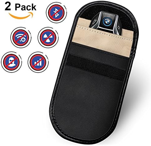 Amteker 2 PACK Car Key Signal Blocker Case, Keyless Entry Fob Guard Signal Blocking Pouch Bag, Antitheft Lock Devices, Pouch Blocking All Signal for All Device Which Can Put In (Black)