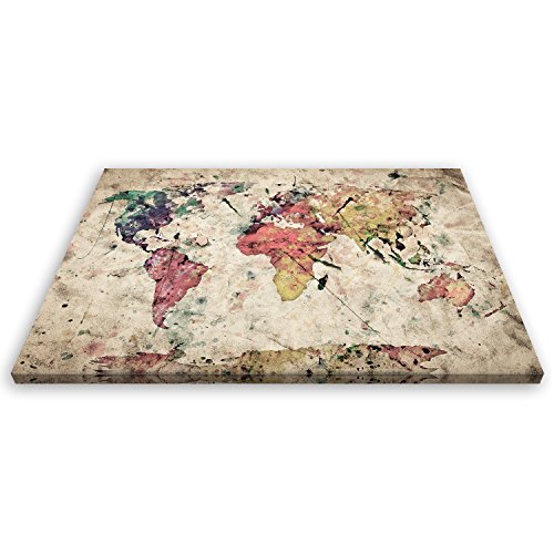 !!! SENSATIONSPREIS !!! ge-Bildet® Bild auf Leinwand MIT SOMMER RABATT fast kostenlos „Weltkarte Retro in Vintage Deko“ Abstrakt – 30×20 cm einteilig – direkt vom Hersteller aus Deutschland – Made in Germany 2202 B - 3