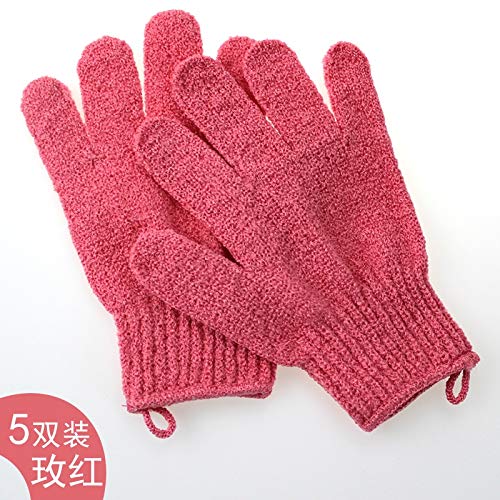 Preisvergleich Produktbild Shengjuanfeng Haushaltsbadehandschuhe Five Fingers Double Scrub Peelinghandschuhe für Erwachsene (Color : Red)