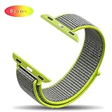 F-FISH New Nylon Sport Loop con chiusura a velcro Chiusura regolabile Polsino Replacment Band per iwatch Apple Watch Serie 1/2/3,38/42mm (38MM, Bordo verde)