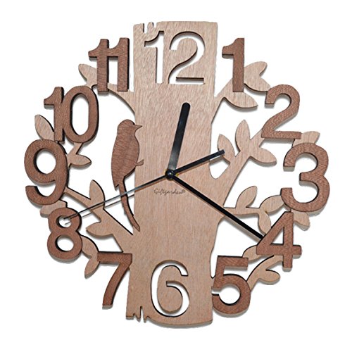 Giftgarden Baum mit einem Vogel Wanduhr aus Holz Geschenke für Freunde