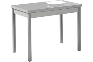 ASTIMESA Mesa de Cocina, Metal, Gris, 90x50cm-extendida 140x50 cms