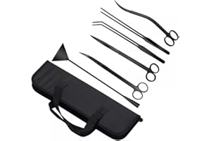 DONGKER Kit di Attrezzi per Acquario,6 in 1 Pinze per Piante Acquatiche in Acciaio Inox Forbici per Pulizia Acquari