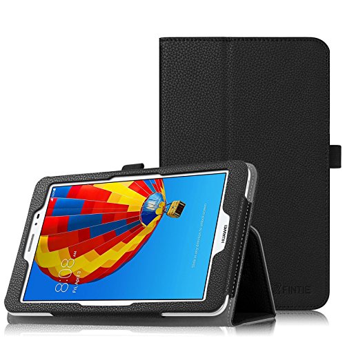 Fintie Huawei MediaPad T1 8.0 Hülle - Slim Fit Kunstleder (Folio) Schutzhülle Tasche Case Cover Standfunktion und Stylus-Halterung für Huawei MediaPad T1 8 Zoll 3G / WiFi Tablet-PC, Schwarz