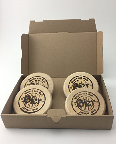 Bierdeckel – Gebrannte Holzuntersetzer Rund – Untersetzer Set 4 Stück für Bier-Gläser aus Holz – Reinheitsgebot 1516 – Biertrinker – Männergeschenk - 2