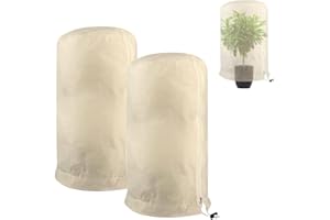 LUFEIS Housse Hivernage Plante Exterieur, Lot de 2 Housse de Protection pour Plantes, Housse d'Hivernage pour Plante avec Fermeture Éclair et Cordon, Protection d'hiver pour Plantes - 120 X 180 cm