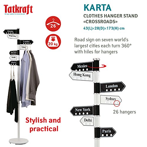 Tatkraft Karta Kleiderständer „Wegweiser“ Stahl Verchromt 43X28X173 cm - 4