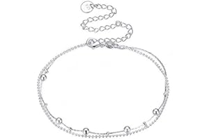 CHEREDA 925 Silber Fußkettchen, doppellagige Kette, Knöchel-Kette