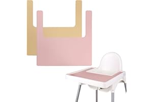 LOMGWUMY Tovaglietta per seggiolone, 2 resistenti per seggiolone IKEA, pulita e igienica, adatta per IKEA Antilop Highchai, per bambini e neonati (cachi/rosa)