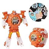 AOLVO Wanduhr, 2-in-1-Projektion, elektronische verformte Roboteruhr, Transformer, Spielzeug, kreatives Lernspielzeug, Digitale Armbanduhr für Kinder Orange