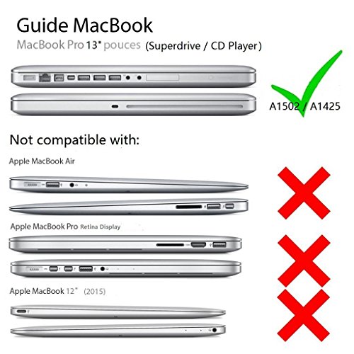 JAMMYLIZARD | Shell Cover für [ MacBook Pro 13.3″ mit Retina A1502 / A1425 ] Zweiteilige Gummierte Hülle, SCHWARZ Matt - 6