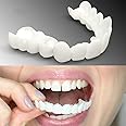 Brigtviee 2 Pairs Upper & Lower Teeth Veneers Instant Veneers Teeth Whitening, Adjustable for Missing Teeth Temporary Denture Cosmetic Comfort Fit Snap-On Quick Fit Dentures