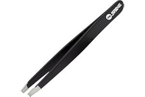 5RIDGE Pince à épiler pour sourcils – Pince à épiler inclinée en acier inoxydable – Élimination de précision des poils du visage, des poils incarnés et des échardes – Tire-comédons professionnels (Noir)