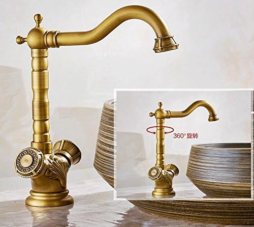 Retro Deluxe Fauceting New European Style Water Tap antique carved brass bathroom faucet hot and cold water basin faucet Single Handle sink faucet tap