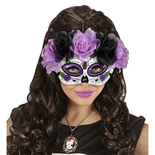 Augenmaske Sugar Skull La Catrina Maske mit Rosen Dia de los Muertos Halloweenmaske Mexikanische Todesmaske Totenkopfmaske Tag der Toten Totenmaske Gesichtsmaske - 3