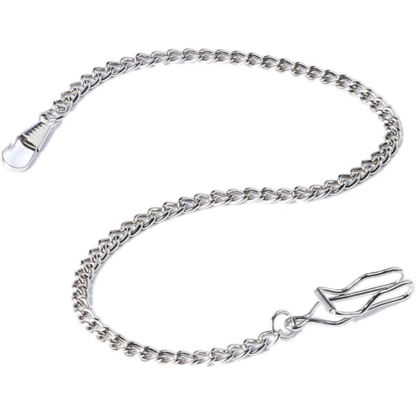 Catena In Acciaio Nichelato Per Orologio Da Taschino O Portachiavi - Lunghezza 35 Cm, Argento