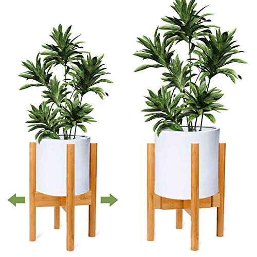 Ogima Soporte Ajustable para Plantas de Madera de Mediados de Siglo, Moderno Soporte para macetas de Flores para Interior y Exterior