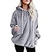 Produktbild Yazidan Frauen Winter Oberster Hoodie Sweatshirt Damen Kapuzenpullover Pullover Warm Outfits Flauschige Sweatshirt Dicker Outwear Reine Farbe Strickwaren Hemd Solide Mantel Sport Jacke(Grau,3XL)