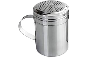 ZCHUI Spargitore per farina in acciaio inox, con manico, per barbecue in polvere con sale, rimovibile, per cioccolato, zucchero a velo, zucchero, sale, cacao, farina, caffè, acciaio, 1 pezzo., M