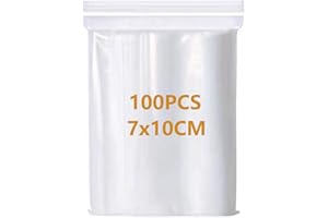 AMZJIMTOP 7x10cm 100 Small Ziplock Bags - Grip Seal, Resealable Clear Mini Transparent Baggies, Poly Zip Lock Sealable Storage Pouches for Jewellery, Drugs, Candies, Spice