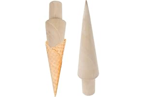 LATRAT 2 Stücke Waffel und Eishörnchenformer, Waffeltüten Eiswaffelformer Form Hörnchen Former Kegel Holz Formen Eishörnchen Holz für Waffelhorn