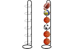 6 stegs bollstativ, vertikal bollförvaring, bollhållare av metall | Avtagbar stående ställhållare, vertikal bollhylla fotbollsstativ, bollförvaring för basket fotboll volleyboll