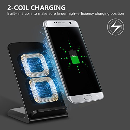 Moobom Fast Wireless Ladegerät, 2 Coil Qi Wireless Ladegerät für Samsung S7 / S7 Edge, S6 Edge Plus, Galaxy Note 5 und andere Qi-Enabled Geräte - 3