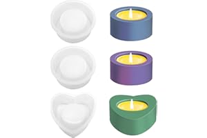 RAFIYU Silikonform Kerzenhalter, 3 Stück Gießformen Silikon Teelichthalter, Beton Kerzenhalter Gießform Herz Rundform DIY Zement Kerzenhalter Herstellung Werkzeuge für Heimdekor Urlaubsdekoration