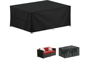 LAMUNI Housse Table de Jardin, 120x60x75cm Bâche Salon de Jardin Rectangulaire Housse Protection Salon de Jardin Imperméable Bache Table de Jardin, Anti-UV, 420D Oxford Housse Table Exterieur