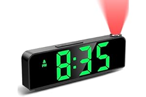 Kimroxi Projection Alarm Clocks Bedside LED Digital Clock with 4 Adjustable Brightness, Snooze, Temperature, Date for Bedroom Office Home (Adapter Not Included)
